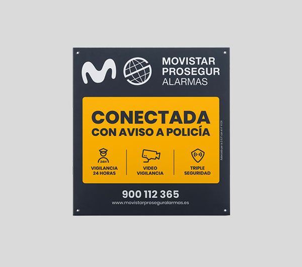 Placa disuasoria de Movistar Prosegur Alarmas Alarmas de Prosegur Alarmas de Alarmas