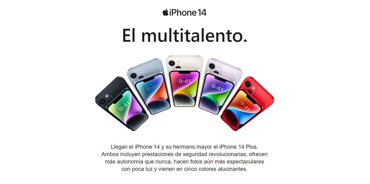 iPhone 14 iPhone 14 Vista frontal del iPhone 14 de 6,1 pulgadas. Vista frontal del iPhone 14 Plus de 6,7 pulgadas.iPhone 14